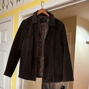 Colebrook Dark Brown Leather Suede  Jacket